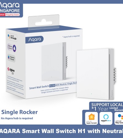 AQARA智能墙壁开关H1 EU（单帮/摇杆），支持苹果HomeKit、Alexa、谷歌（智能电灯开关）