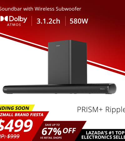 PRISM+Ripple 3.1.2ch带杜比全景声的条形音箱|580W|无线低音炮|无线音乐流|蓝牙5.1