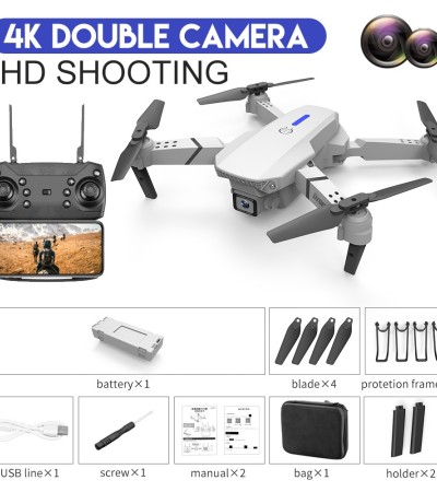 E88 Pro无人机4K高清双摄像头定位1080P WiFi FPV Nova 2022高度保持专业RC四轴飞行器