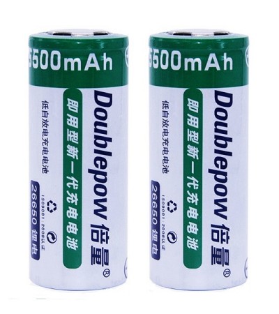 Doublepow 26650 5500mAh可充电平头电池